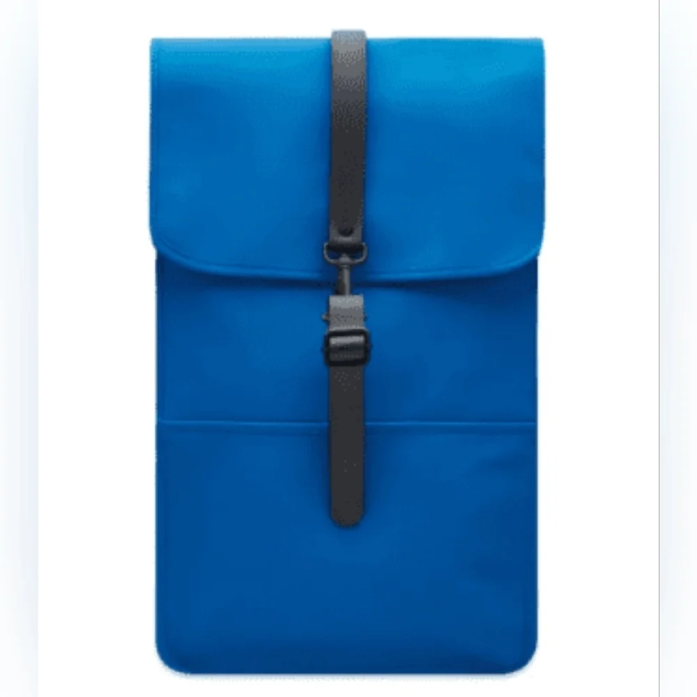 Rains Rolltop Rucksack Backpack W3 Waterproof Waves (Blue) $125 Msrp NWTS‎